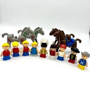 Vintage Unimax Lil Playmates Figures Horses Lot Western, Cowboy, Indian, Pirate